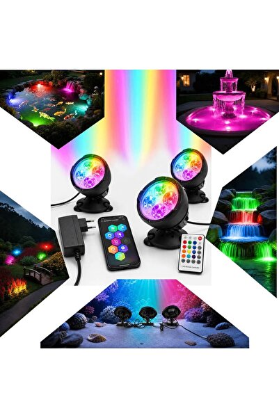 Boyu Proiectoare cu LED RGB set 3 spoturi subacvatice IP68