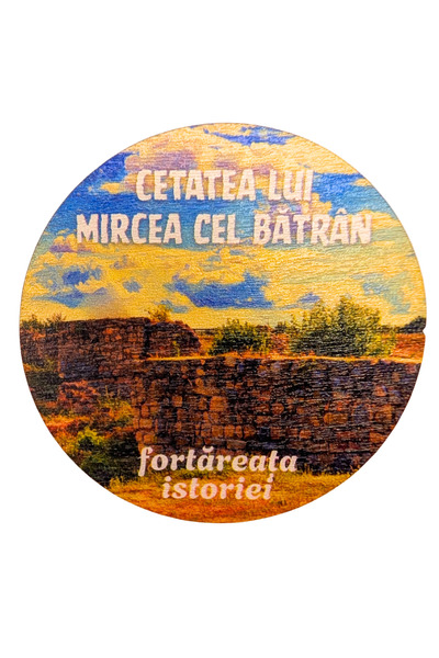 Danube souvenirs Magnet de frigider din lemn 6 cm – Cetatea lui Mircea cel Bă...