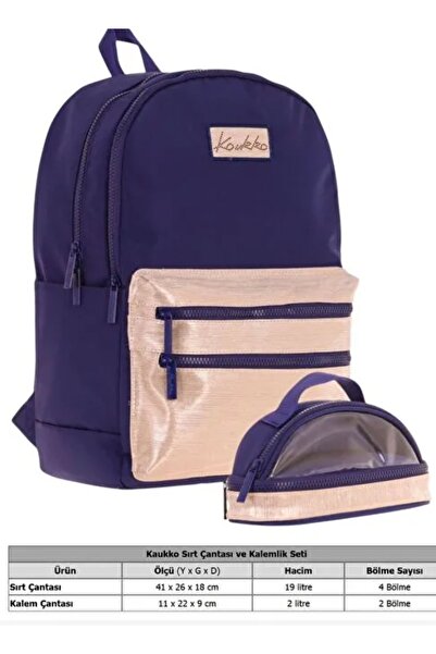 KAUKKO MACİG DREAMS LEATHER NAVY BLUE OKUL SIRT ÇANTASI + KALEM ÇANTASI