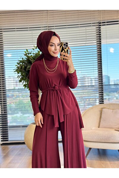 Generic Brand HWN6292 طقم صحراووي باللون الأحمر الداكن