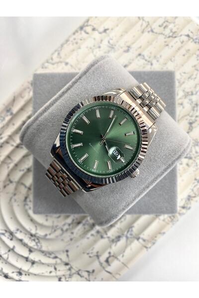 Mazzy Olla Round Classic Model Calendar Green Dial Steel Men's Wristwatch
