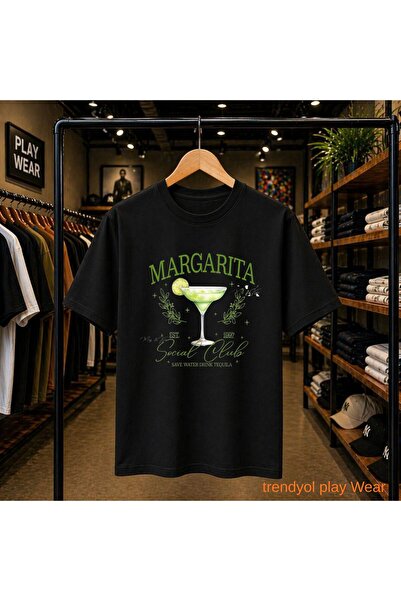 playwear Margarita Yeşill Printed 100% Cotton Oversize Loose Regular Fit Crew...