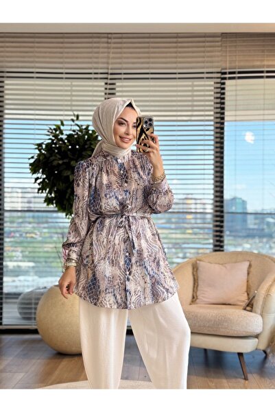 Lamazi Veil 4074-1 Sofia Honeycomb Pattern Tunic Beige