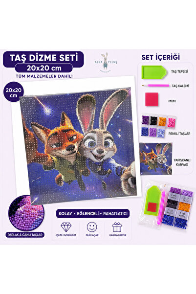 Alka Peluş Zootopia Judy Hopps & Nick Wilde Diamond Painting Taş Dizme Seti 2...