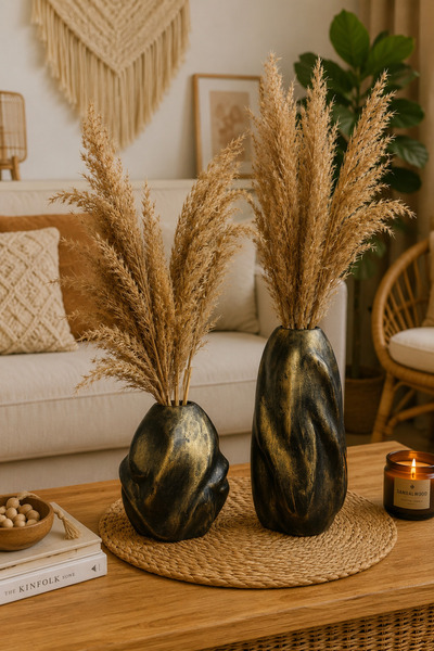 Zigzag Home طقم مزهريات مزخرفة على الطراز البوهيمي مكون من قطعتين كبيرة الحجم...