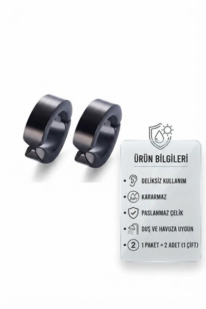 Blisse Piercing Unisex Compression Non-Pierced Steel Hoop Earrings Classic Model