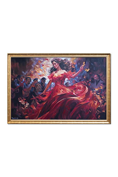artnova Ръчно рисувана картина на танцьорка на фламенко, Елегантност, 110x80с...