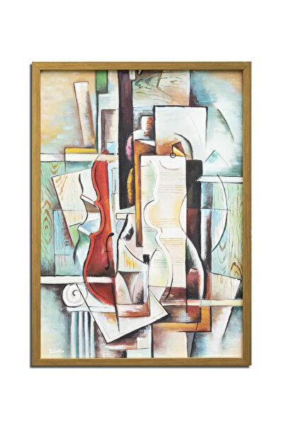 artnova Рамкирана ръчно рисувана кубистична картина, Муза, 75x55 см, маслена ...