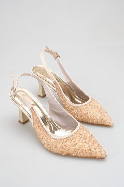UBEYD Stone and Pearl Embellished Heeled Evening Dress Shoes