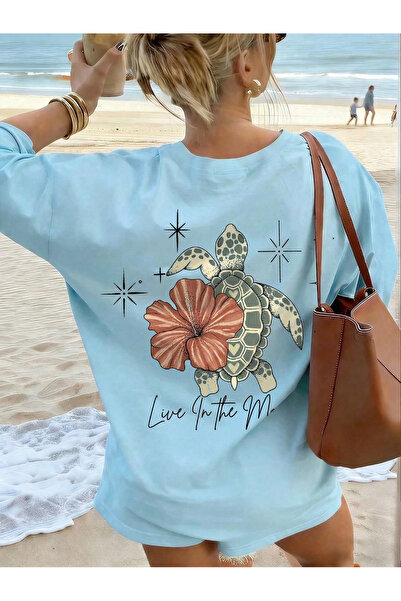 DASH WEAR Unisex Men/Women Summer Turtle Custom Printed Oversize Cotton Crew ...