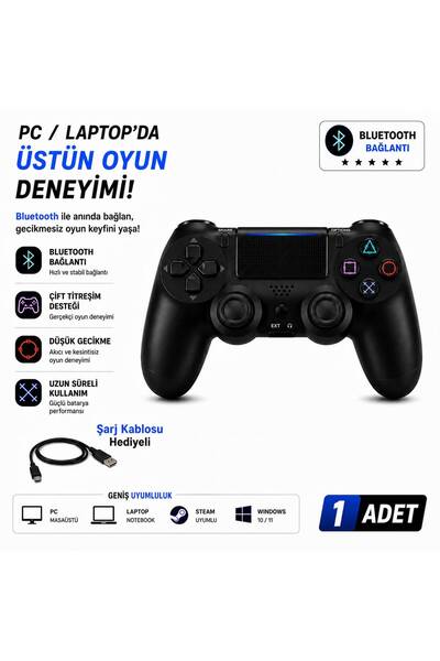 Electrimax PS4 Kablosuz Oyun Kolu Titreşimli Joystick Tablet Telefon PC Uyumlu