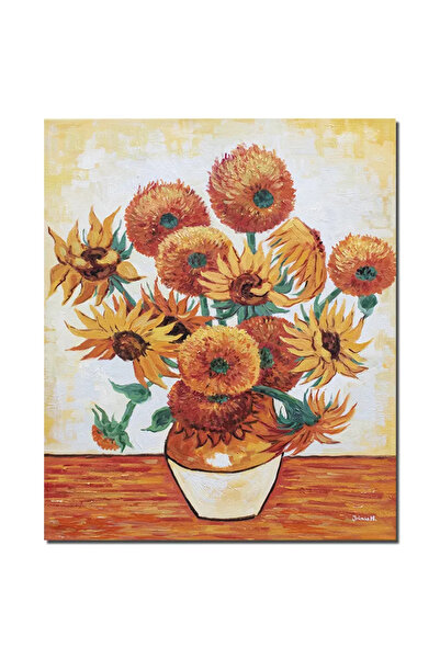 artnova Tablou pictat manual, Vaza cu floarea soarelui, 60x50cm ulei pe panza...