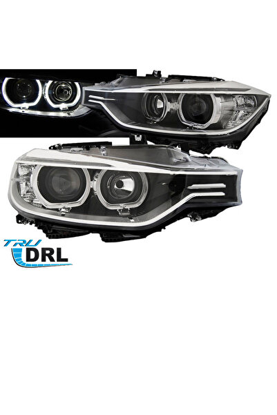 Depo Σετ Εμπρόσθιων Προβολέων για BMW Σειρά 3 F30/F31 11-15 LED Angel Eyes Μα...