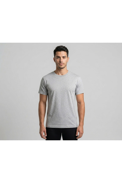 N-IVORYY 100% Cotton Premium Oversize Crew Neck T-Shirt - Melange Knitted Detail