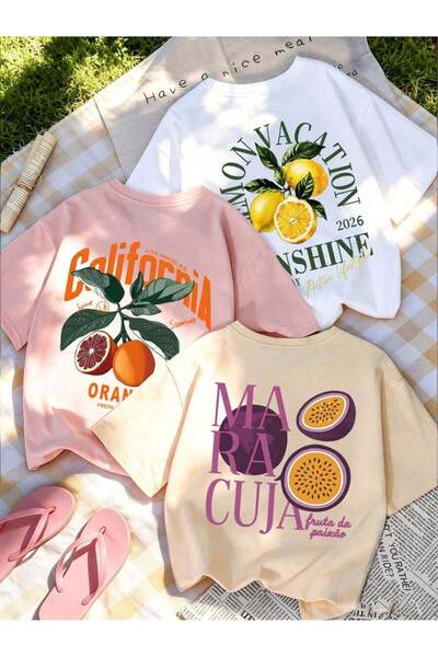 DASH WEAR Unisex Men'S/Women's 3-Piece Summer Fruit Custom Printed Oversize C...