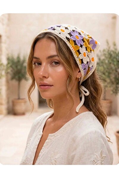 Mervişim Aksesuar Crochet Daisy Patterned Bohemian Style Women's and Children...
