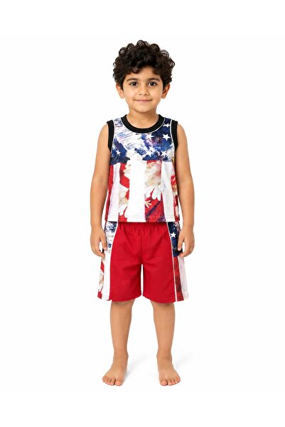 Generic Boys Summer 2-Piece Tank Top & Shorts Set, American Flag Print | Age ...