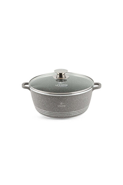 Lifesmile Life Smile 24 cm Oven-Safe Granite Coating Cooking Pot with Glass L...