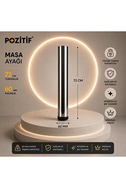 POZİTİF HIRDAVAT Metal Masa Ayağı, Ayarlanabilir Krom 72 cm Masa Ayakları, Lü...