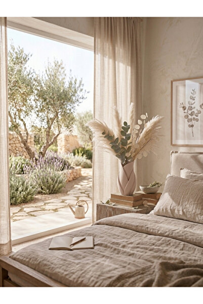 craftopya Petalum Modern Tasarım Dekoratif Vazo 20 cm - Yapay Çiçek, Kuru İncir ve Pampas Vazosu - Soft Minimalist