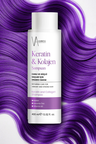 VA COSMETİC Keratin Collagen Shampoo 400 ml |   Repairing Care Shampoo Contai...