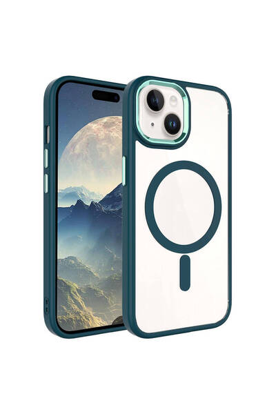 BUTAM BİLİŞİM iPhone 15 Case Magsafe Transparent Back Face Camera Raised Sili...