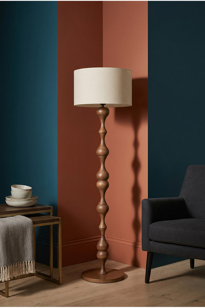 Vinner Regent Ahşap Lambader – Keten Başlıklı Modern Salon Lambası – 165 cm İ...