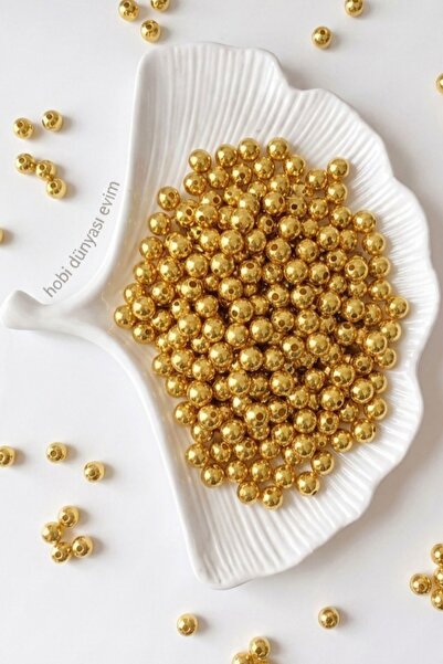 hobi dünyası evim 25 Gram 10 mm Gold İnci Boncuk Plastik Takı Aksesuar Bilekl...