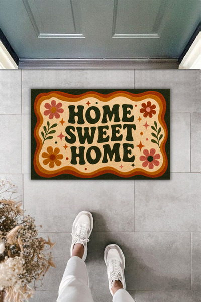 Rugmood Home Sweet Home Retro Floral Pattern Digital Print Door Mat 70X45 cm