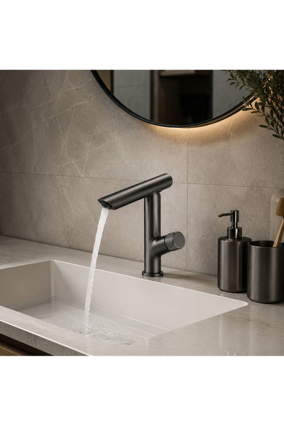ALFAS Anthracite Modern 360 Swivel Bathroom Sink Faucet Gun Metal (Brass)