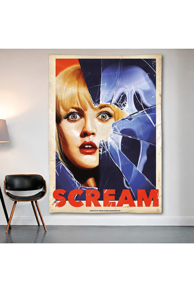 Geek Cultcha Scream Retro Wall Covering Wall Tapestry First Quality Satin Fab...