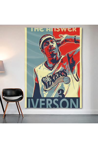 Geek Cultcha Allen Iverson Wall Covering Wall Tapestry First Quality Satin Fa...