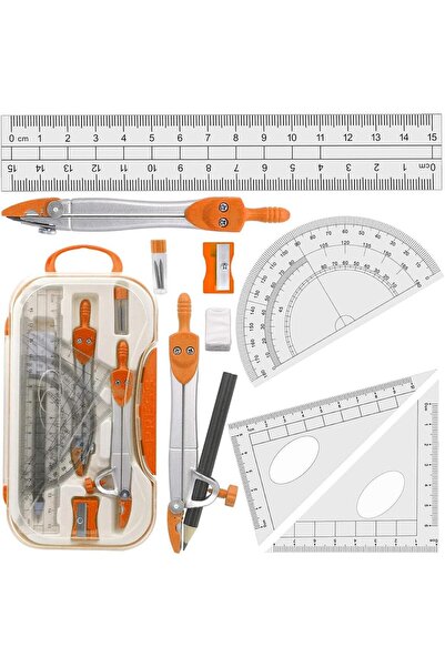 Arabest 10-Piece Math Geometry Kit Set,Shatterproof Storage Box,Multi-functio...