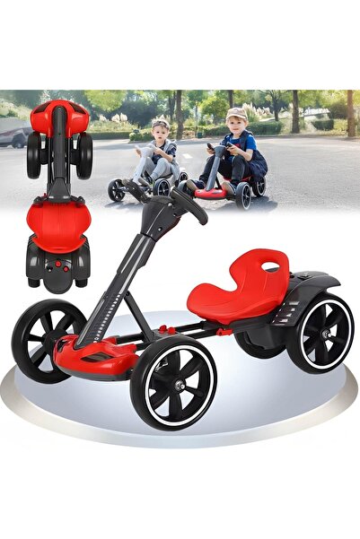 OEM Kart Electric copii Rosu pliabil cu Lumini LED Sunete si Scaun reglabil