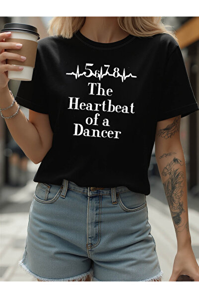 En22 Dancer'S Heartbeat Theme Printed Crew Neck Women'S T-Shirt, ECG Beat Dec...