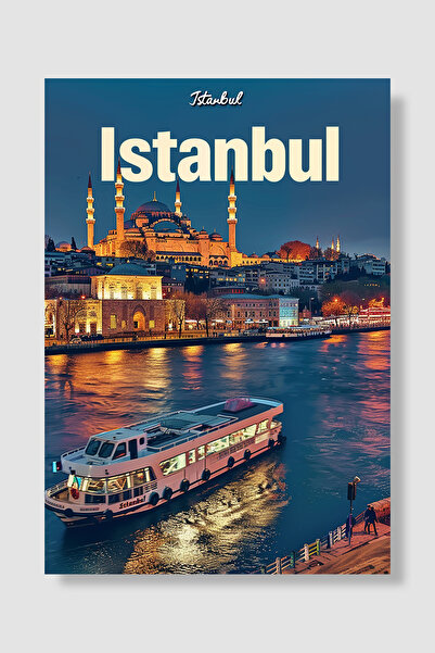 Luna Marissa Poster Istanbul Silueta Moscheei de noapte Navă cu aburi Reflecț...