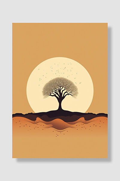 Luna Marissa Poster cu copac Siluetă minimalistă a soarelui și a copacului si...