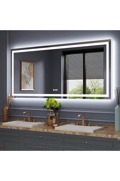 Diason Large LED Bathroom Mirror with Backlight, Smart Touch Screen Lighted V...