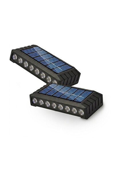 YBOSHOP Set 2 lămpi solare de exterior, 16 LED, lumină caldă, senzor, IP65, n...