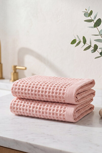 vivamaison Waffle Hand Towel Face Towel Set of 2 100% Cotton 50X70 cm Quick D...