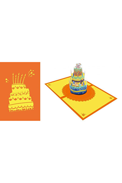 OEM Felicitare pop-up DaVinci cu plic, tort 3D, 12x18 cm, Multicolor