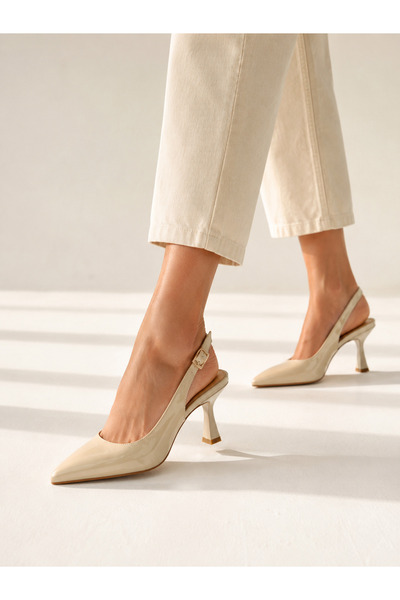 NİSH EXCLUSİVE Patent Leather Open Back Heeled Shoes