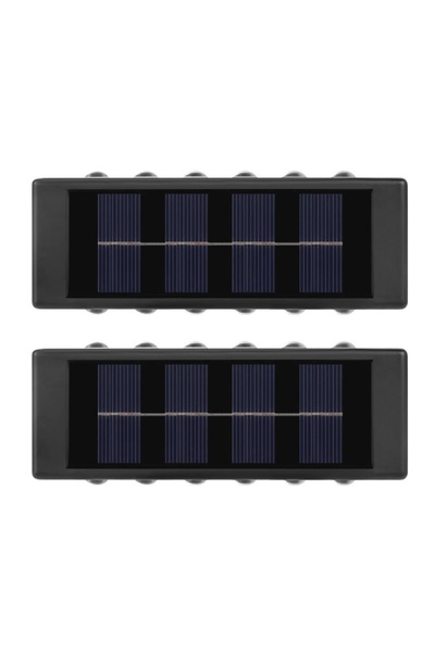 YBOSHOP Set 2 lampi solare de exterior pentru perete/gard, senzor, 12 LED, lu...