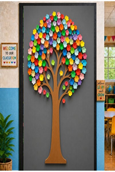 PROMISEBACKDROP2 زينة باب مرنة مقاس 190x75 سم، زينة باب من القماش، بتصميم شجر...