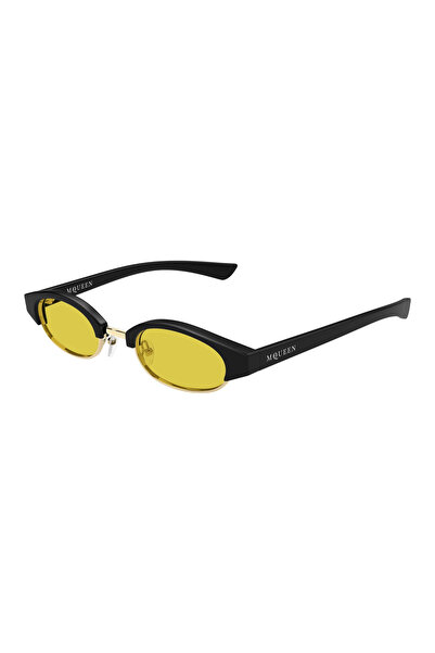ALEXANDER MCQUEEN AM0534S 003 Siyah Sarı Oval Unisex Güneş Gözlüğü