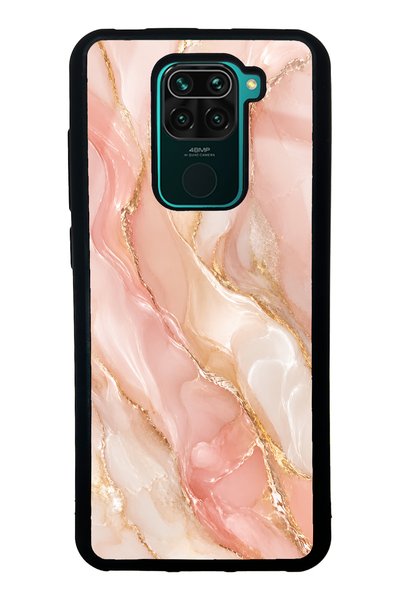 Spoyi حافظة هاتف لامعة بتصميم رخامي ذهبي وردي لهاتف Xiaomi Redmi Note 9