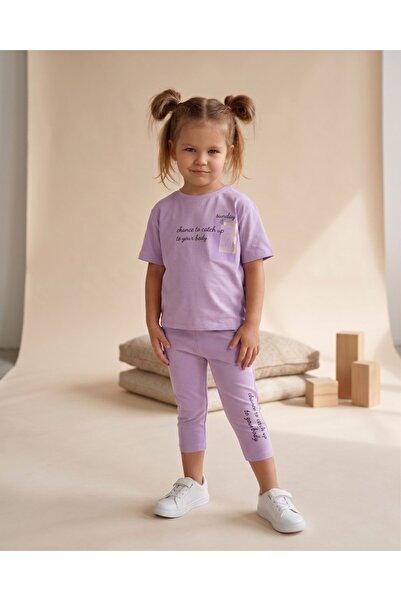 Egelite Girl's Summer Capri Leggings Set for Ages 4-5-6-7-8, Summer 2-Piece T...