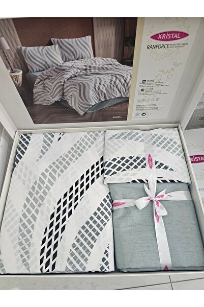 KÜBRAHOME'S Crystal Esi̇ni̇ Gray Double Nev Set