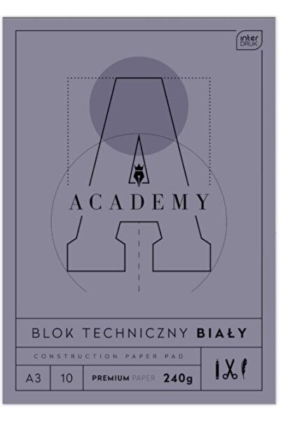 Interdruk Bloc desen A3, Academy, set 10 buc, pentru acuarele si pensule
