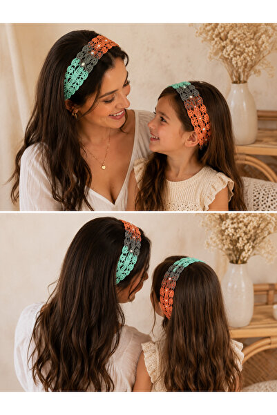 LİA CLİPS CO Hand Knitted Mother Daughter Bandana Hair Band Set |   Bohemian ...